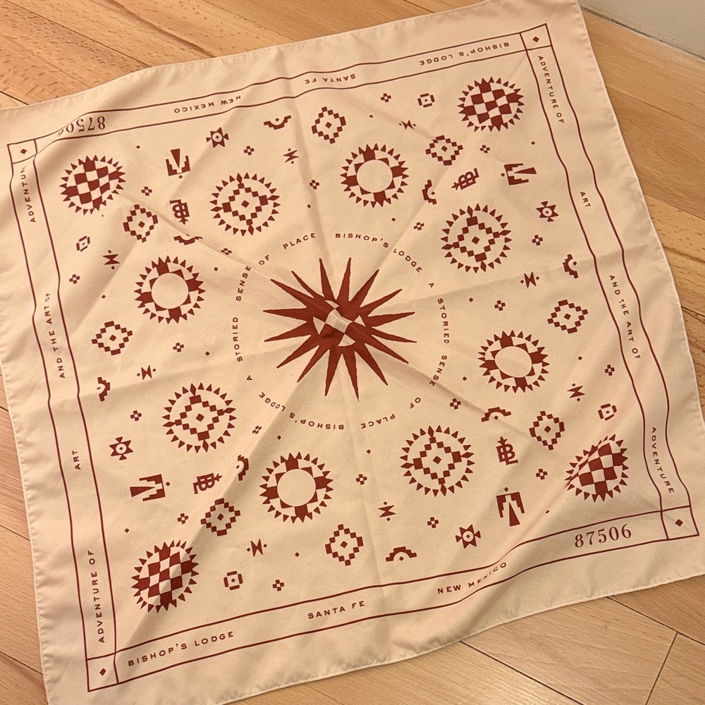 Bishops lodge - Santa Fe - Cream and Red Patterned Bandana